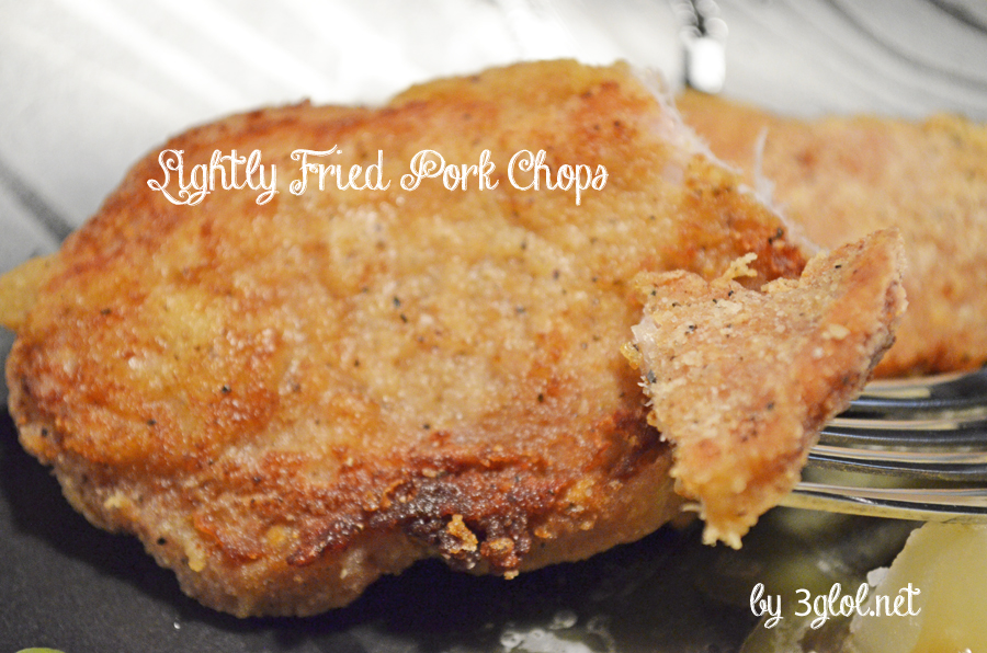Lightly Coated Fried Thin Pork Chops