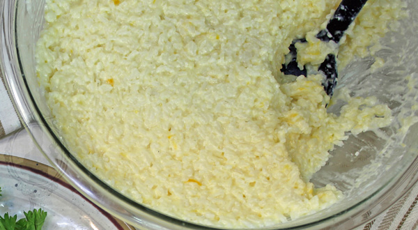 Close up of finished Creamy Cheesy Rice
