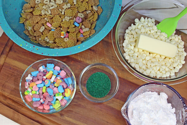 Ingredients needed for Lucky Snack Mix