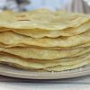 Side view of a stack of flour tortillas