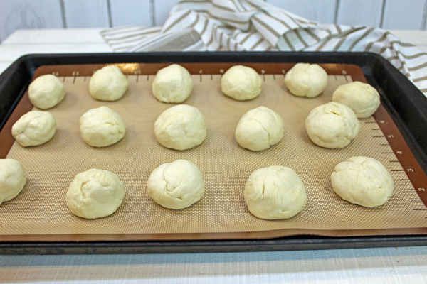 Tortilla dough divided into balls