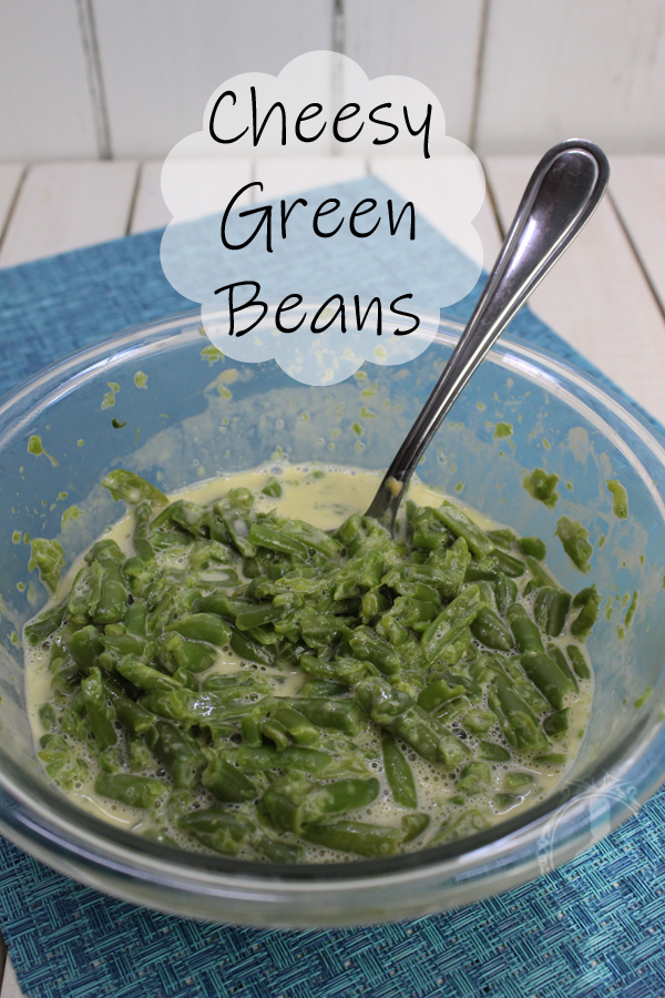 A bowl of Cheesy Green Beans.