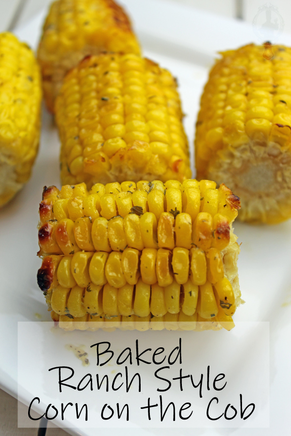A serving plate of Ranch Style Corn on the Cobs.