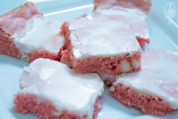 6 cake mix brownies on a white plate, ready to eat!