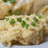 Close up of Mexican Rice with green onions sprinkled on top.