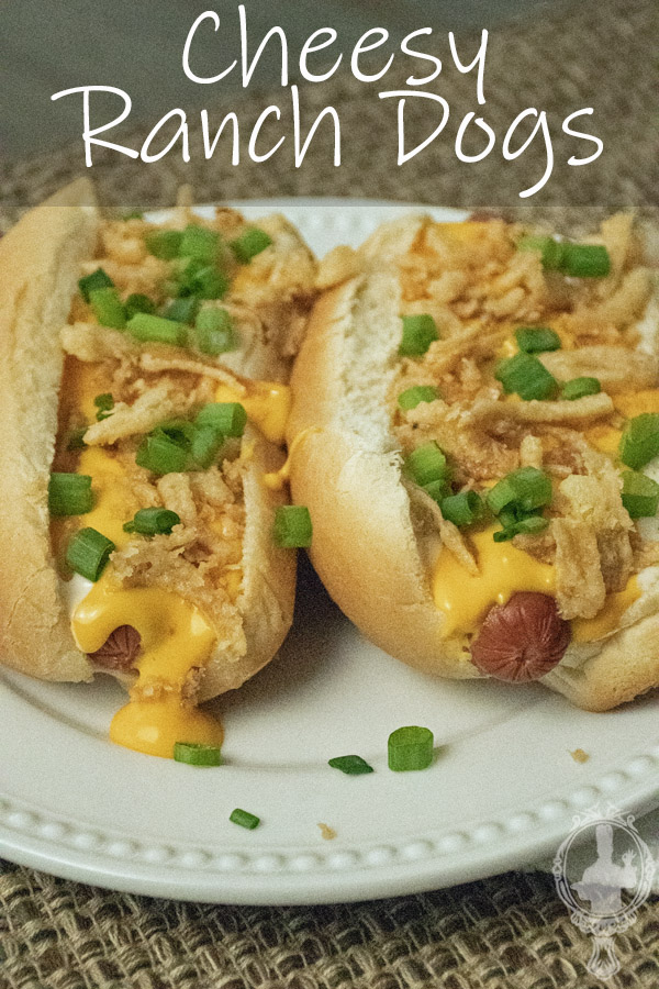 Direct shot of 2 cheesy ranch dogs