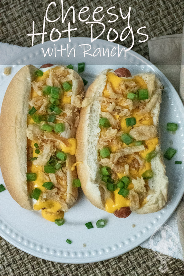 Overhead shot of 2 cheesy ranch dogs