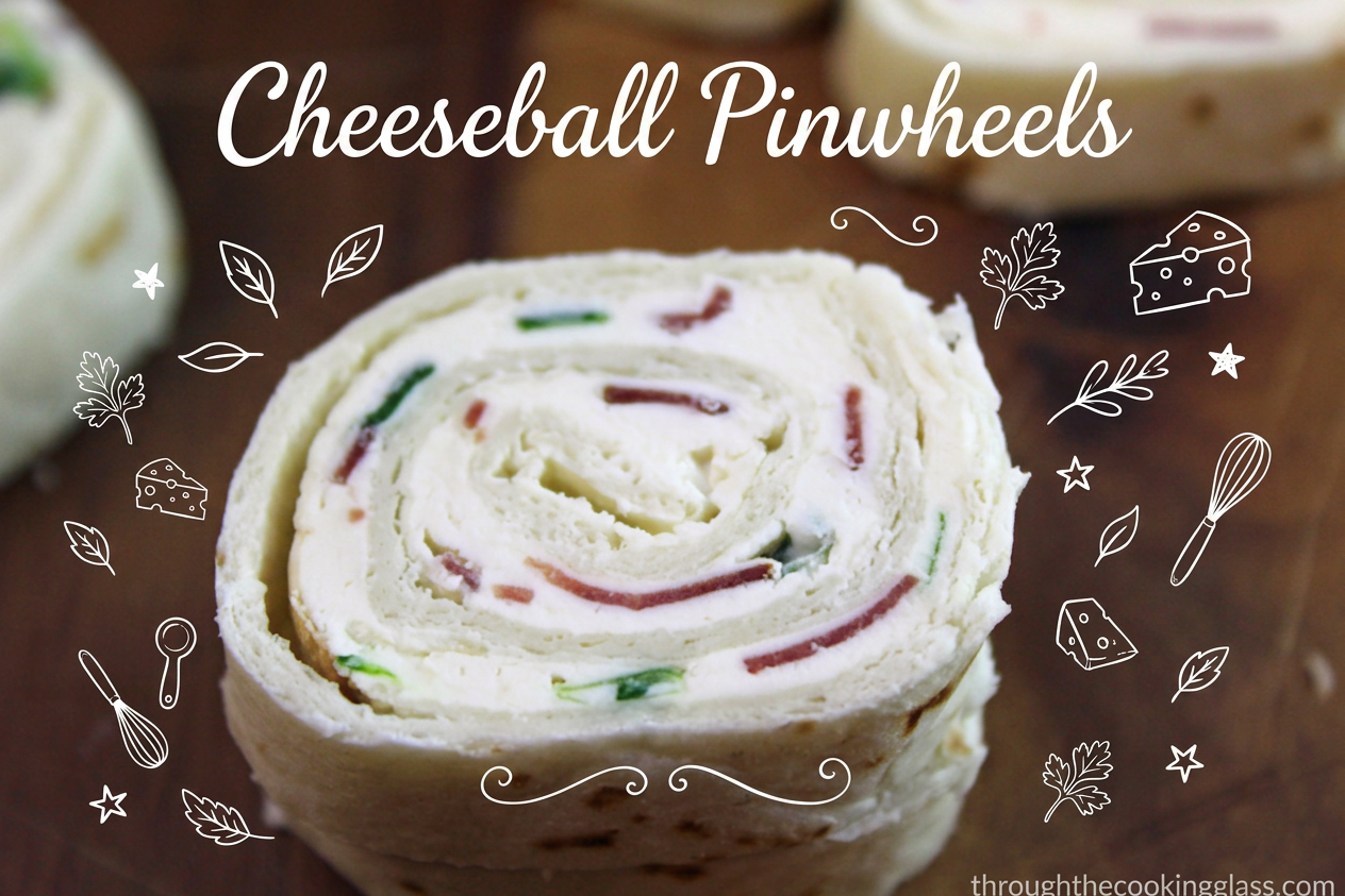 Cheeseball Pinwheels Close up of a cheeseball pinwheel.